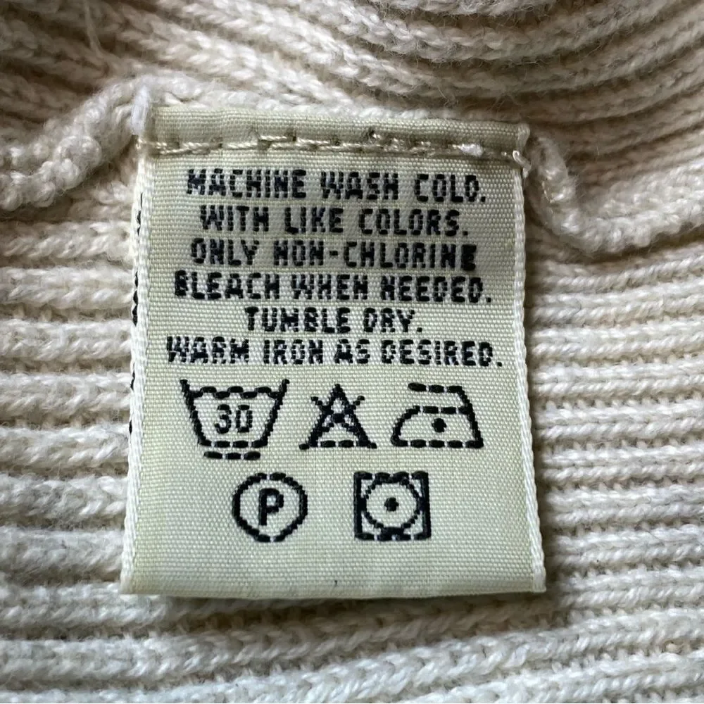 Eddie Bauer Cream Long Sleeve Crew Neck 100% Cotton Sweater Size XL - Picture 4 of 9